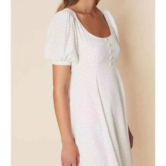 FAITHFULL THE BRAND Dulcia Mini Dress Sofie Dot White Black Size L NWT - Picture 5 of 6